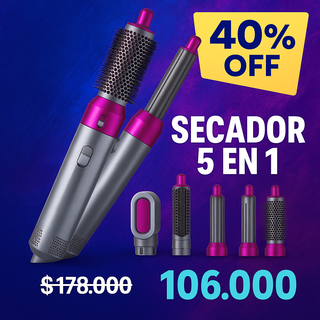 Secador Ondulador Cepillo 5 En 1