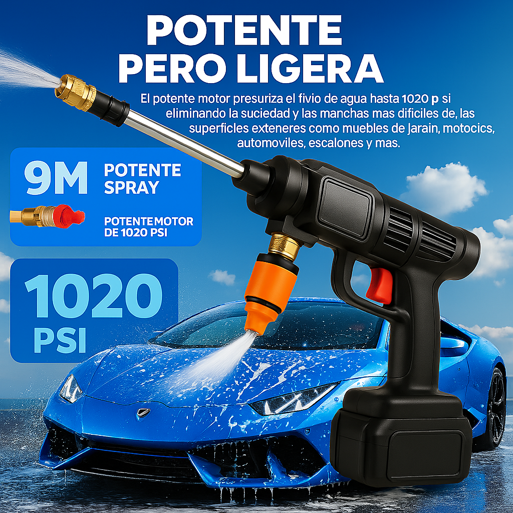 HydroBlast 48V Hidro lavadora ¡ahorra en el lavado de tu auto!