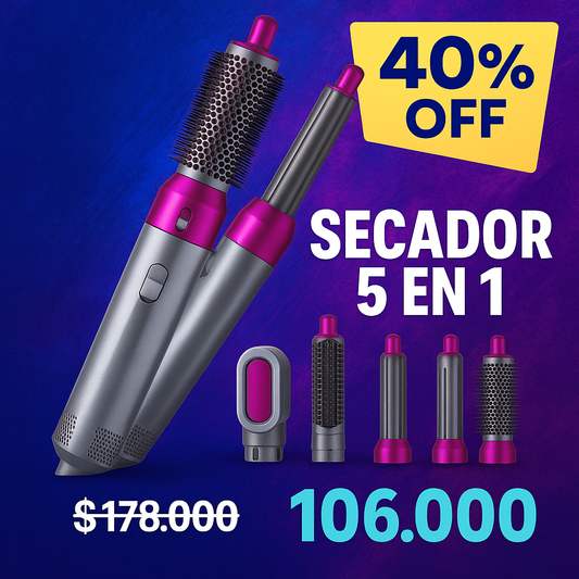 Secador Ondulador Cepillo 5 En 1
